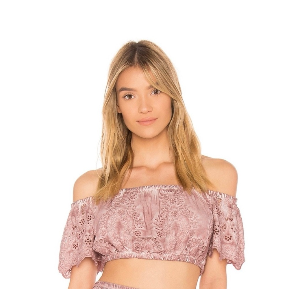 Flirty Boho Vibes ✨ YFB Off-Shoulder Eyelet Crop Top (NWT) Size Small